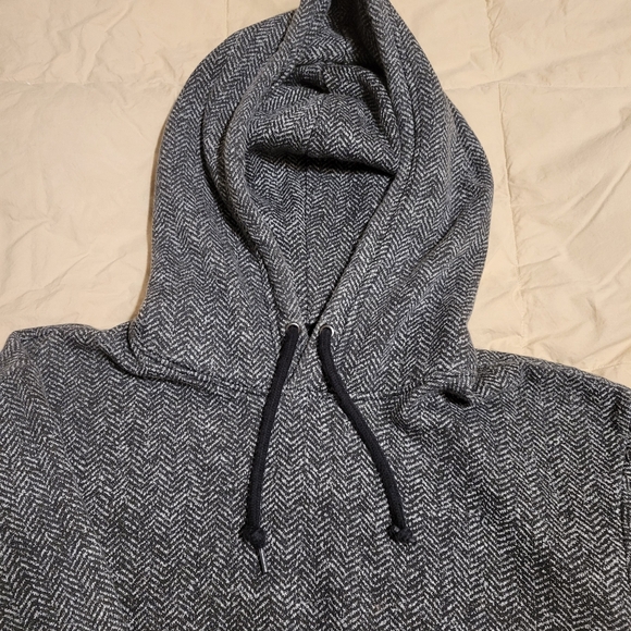 Old navy men's herringbone black & gray hooded long sleeve sweatshirt size lar - Picture 13 of 16
